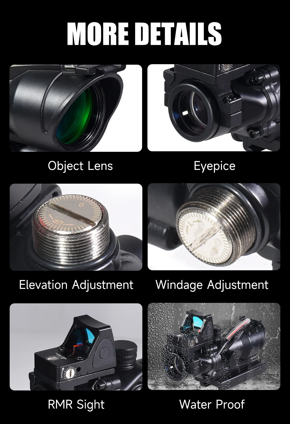 Description Picture 4 of item4X32 Red Dot Real Fiber Optics Sight with Red Green Dot Illuminated RifleScope Etched Reticle Reflex Hunting Scope