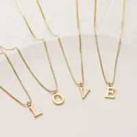 A-Z Initial Necklace 18K Gold Plated Necklace Cute Letter Stainless Steel Necklace for Women 2