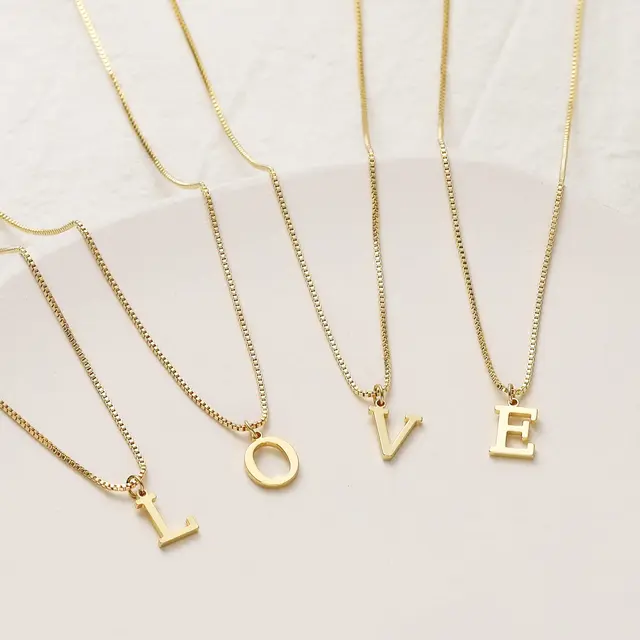 A-Z Initial Necklace 18K Gold Plated Necklace Cute Letter Stainless Steel Necklace for Women 2