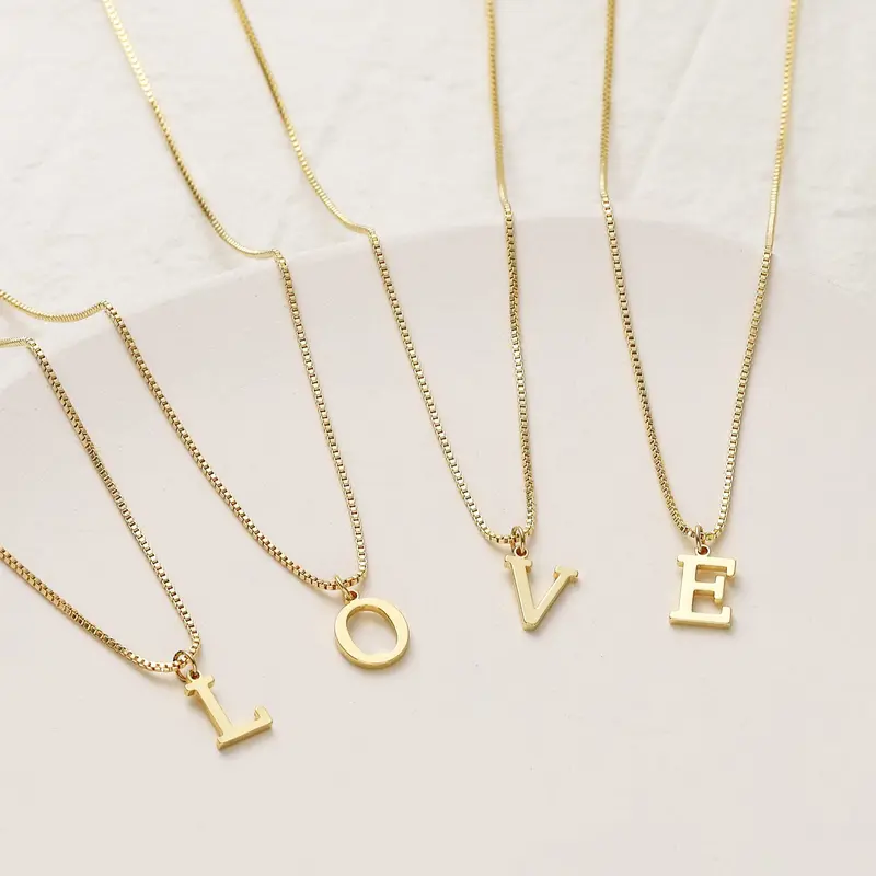 A-Z Initial Necklace 18K Gold Plated Cute Letter Stainless