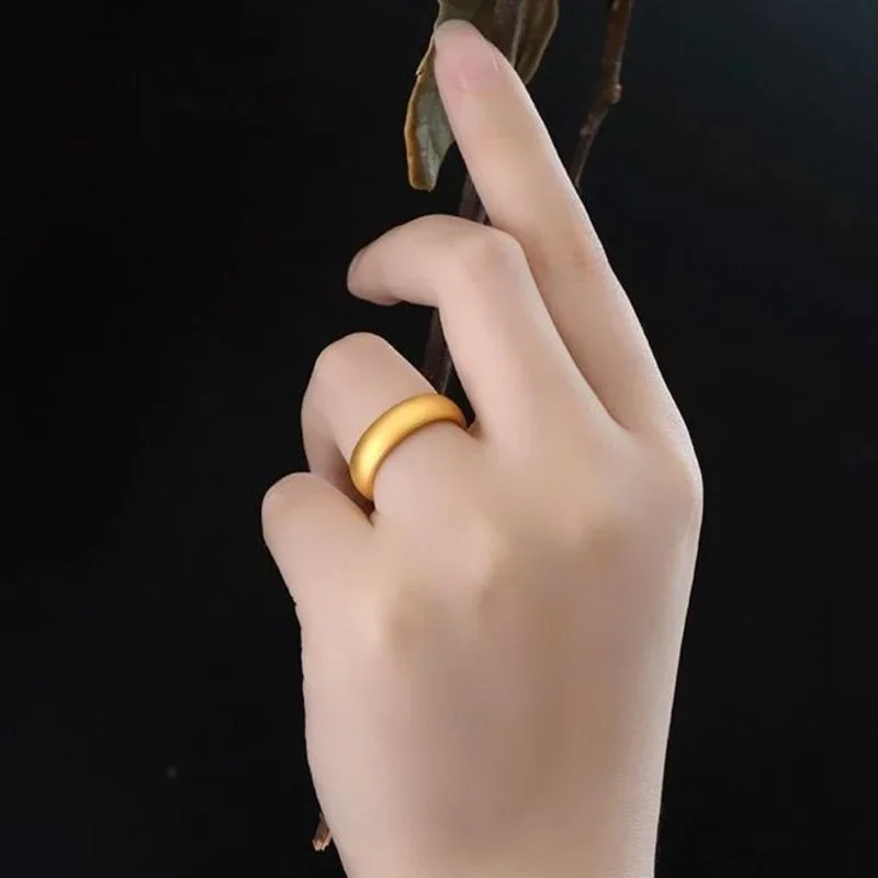 

24k Pure 1000 3d Ancient Frosted Hard Pure Plated Real 18k Yellow Gold 999 24k Color Does Not Fade Give Gifts to Ring Jewelry Ne