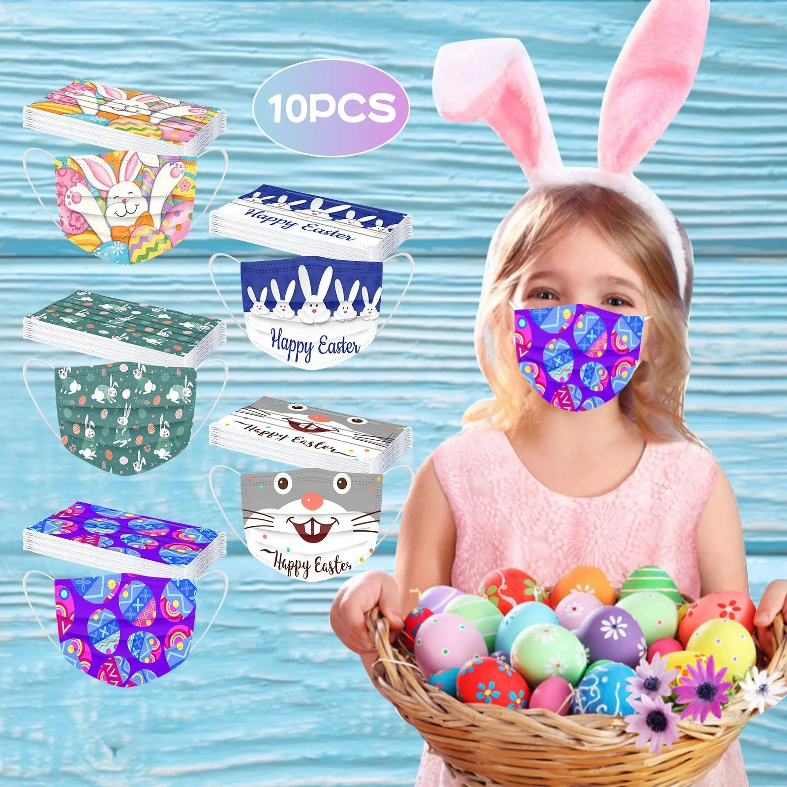 10PCS Children's Protection 3 Layer Cartoon Disposable Face Mask 5-Layer High-Density Outdoor Dust-Proof Face Protective Mask