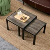 Nesting Coffee Table Set of 2, Square Modern Stacking Table with Wood Finish for Living Room, Oak Grey 1