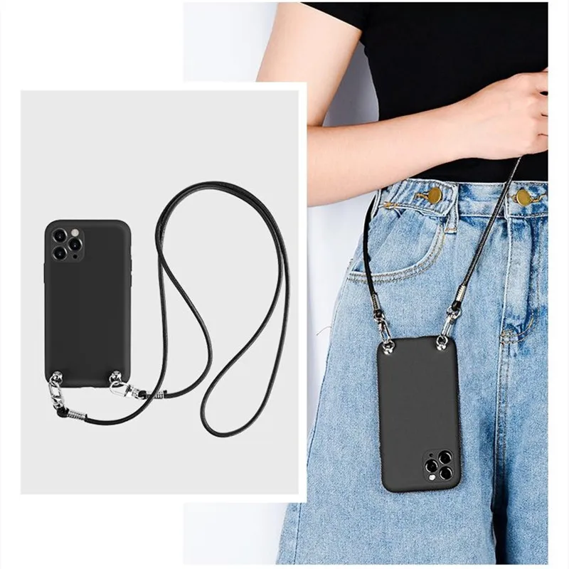 Luxury Crossbody Lanyard Leather Chain Soft Phone Case Cover