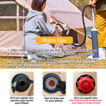 Inflatable Tent for Camping - 6-8 Person Ultra-Quick Setup Blow Up Tent,80.73 Square Feets 4 Season Inflatable Tent with Stove 3