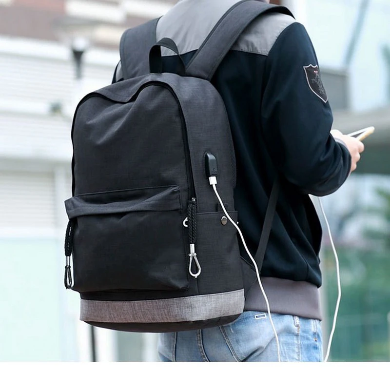 

canvas backpack men Casual Back Pack USB High school bags for Teenagers Boys Schoolbag teens black Large Capacity male Bagpack