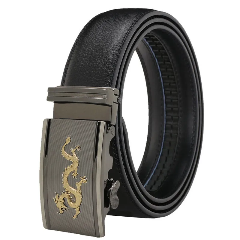 

LannyQveen New Fashion Men's Automatic buckle belts Genuine Leather Belt Alloy Buckle Cowskin Belt for men High quality