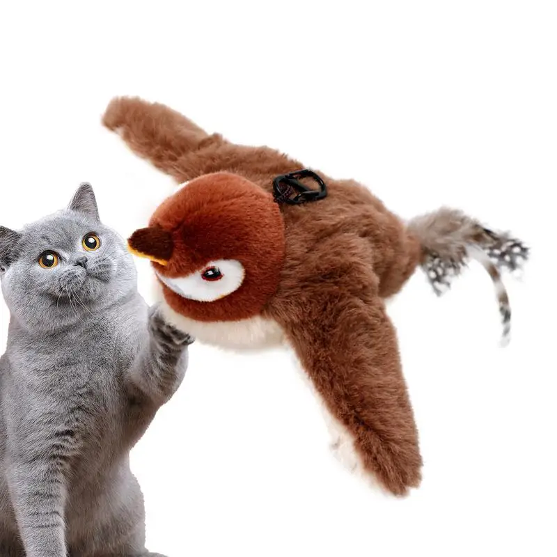 Interactive Plush Flying Bird Cat Toy