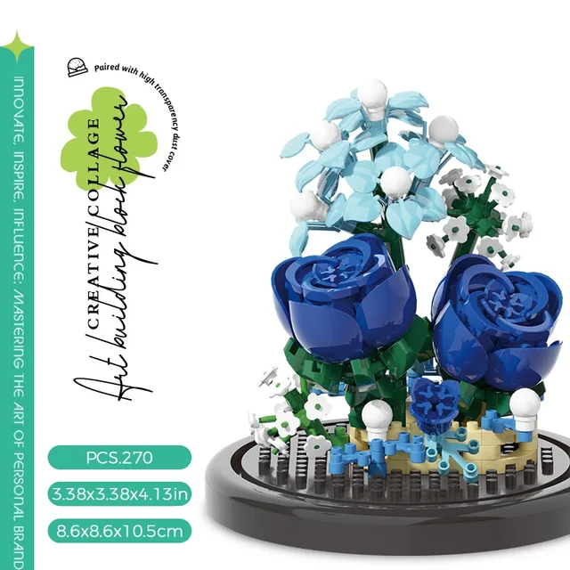 Potted Building Block Simulation Succulent Bouquet Creative Puzzle Building Block Eternal Flower Home Decoration Rose 4