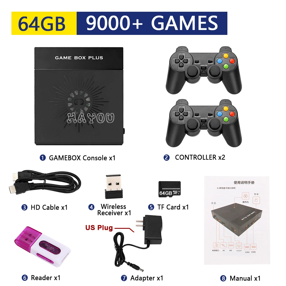 Super Console X6 Game Box Retro Video Game Console with 10000+ Games for PS1/PSP/N64 3D HD WiFi TV Box with 2 Wireless Gamepads 