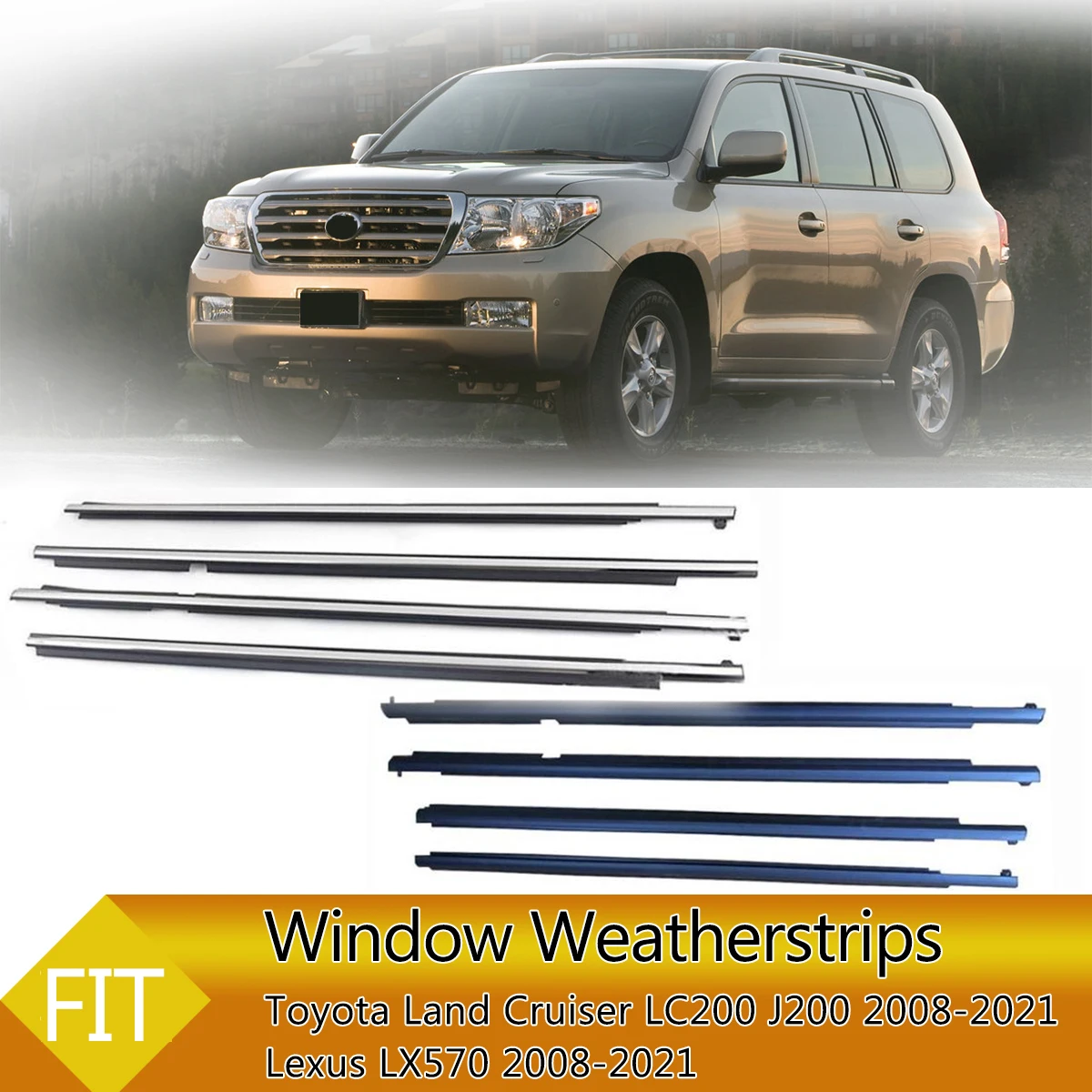 4 個車の外窓ゴムウェザーストリップシールストリップトヨタ  