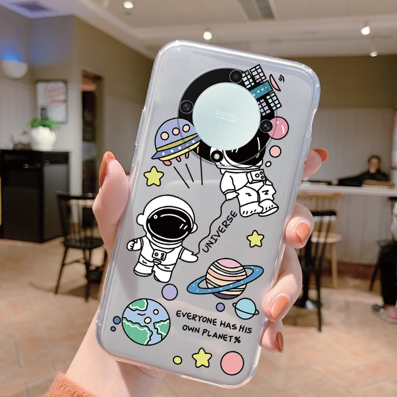 Clear Shockproof Silicone Case with Cute Cat Design - Transparent Cover