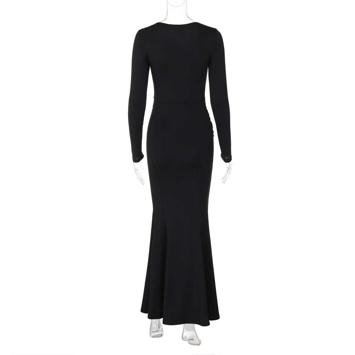 Autumn Fashion Black Maxi Dress Women's Square Collar High Waist Slim Elegant Party Dress Gown Female Solid Long Dress New