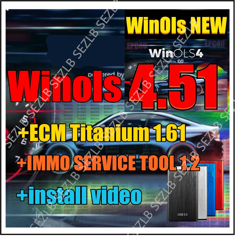 Hot! Winols 4.51+ECM TITANIUM 1.61 26100 Driver + Immo Service Tool V1.2 +Install Video Guide ECU Programming Tool