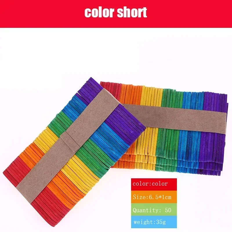 Ice Cream Sticks 50PCS Eco-Friendly Wooden Ice Cream Stick Length 11.5&6.5CM Handwork Art Craft DIY Popsicle Sticks Kitchen Accessories