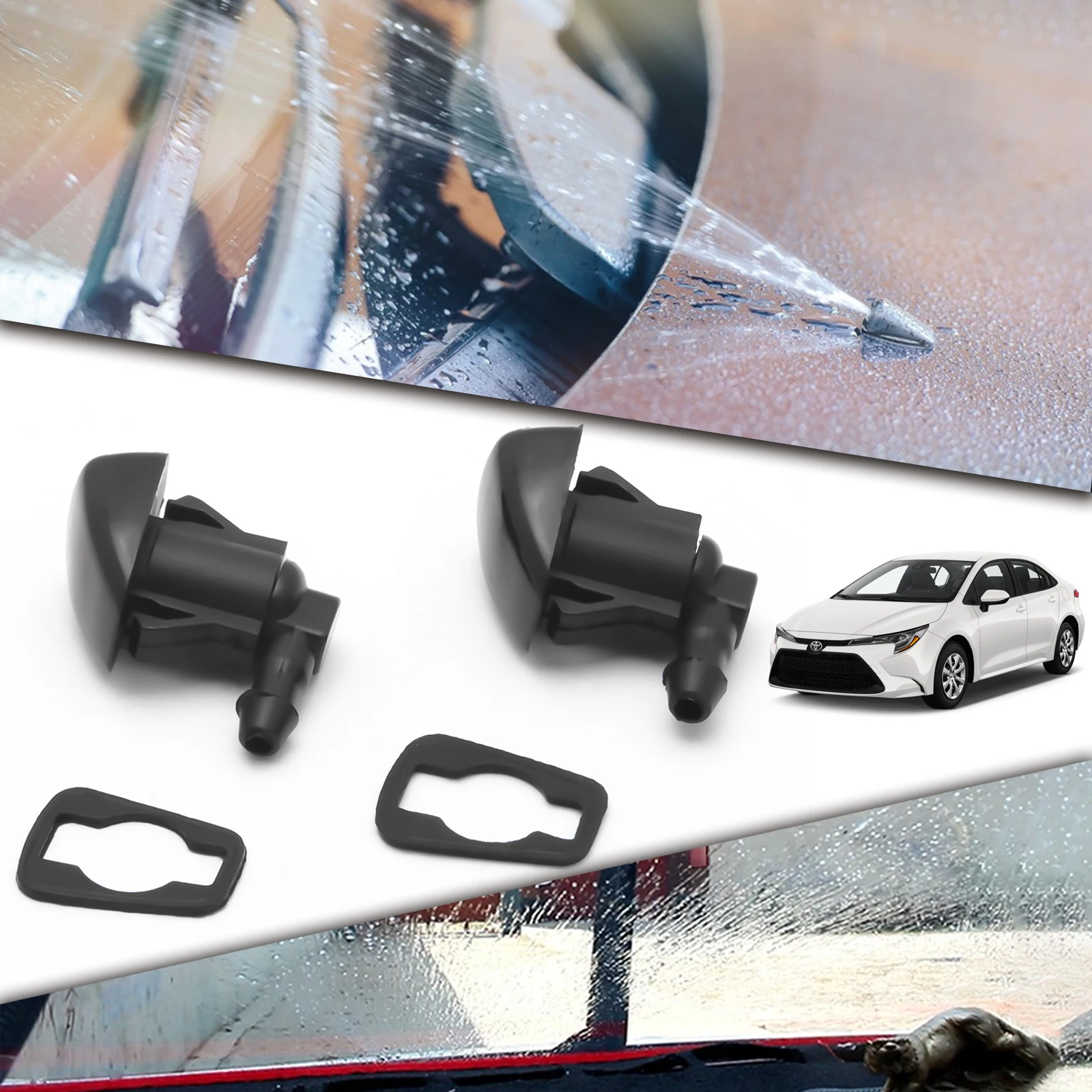 2pcs Car Windshield Washer Water Nozzles Spray For Toyota Corolla Sienna Camry Avensis E120 Land Cruiser Prado E121
