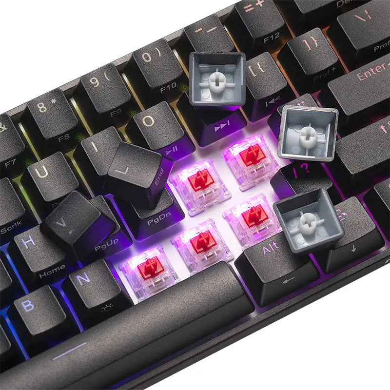 MADCATZ S.T.R.K.E.6 기계식 키보드, 61 키 전체 키, 충격이 없는 무선 키보드, 핫 스왑 RGB 라이트, E스포츠 게이머 키보드