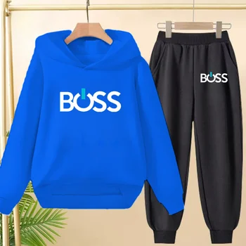 Home 13 Children's Hoodie3-12Yrs Coat Letter Print Boys Girls Toddler Pullover Sweatshirt+Pants 2P Sports Party Tour Sunshine Casual Set