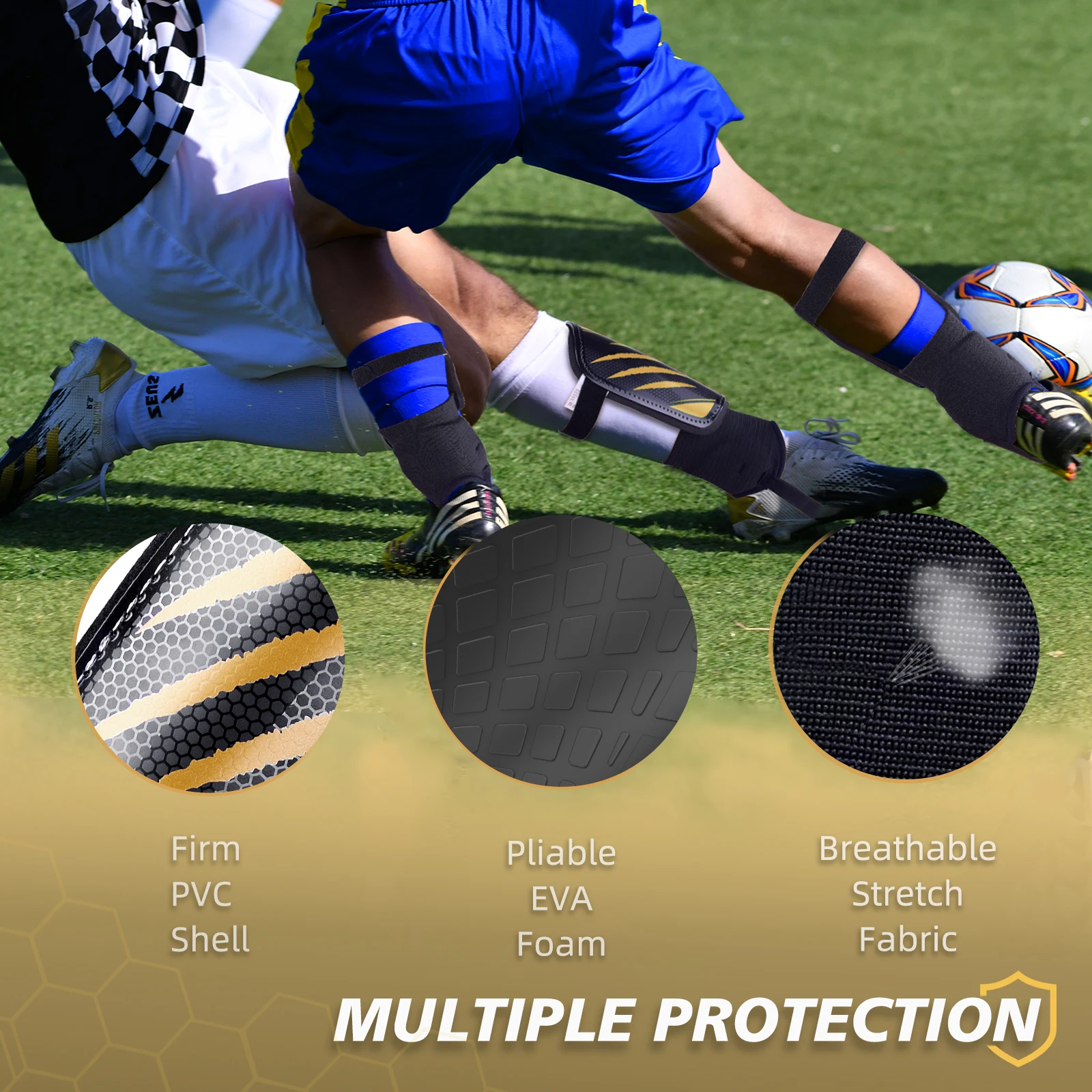 WVVOU shin guards for children, football shin guards for boys and girls, men with double adjustable straps