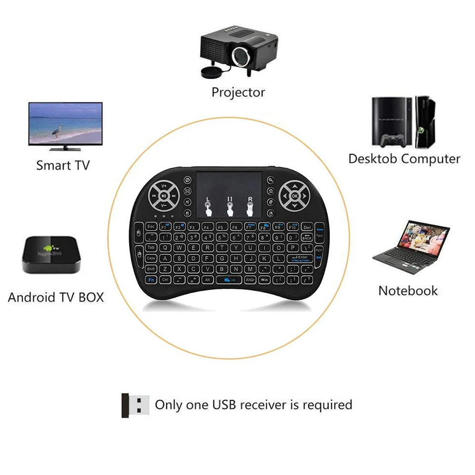 retroiluminado mini teclado sem fio inglês russo francês espanhol português ar mouse touchpad remoto para android caixa de tv pc