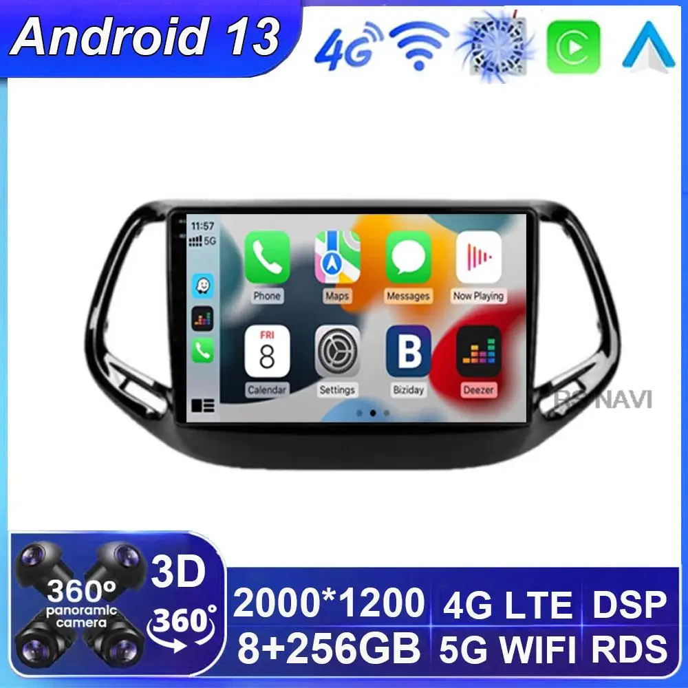 

Android 13 для Jeep Compass 2 МП 2016 - 2018 автомобильное радио мультимедийный видеоплеер GPS навигация CarPlay Авторадио DSP DVD