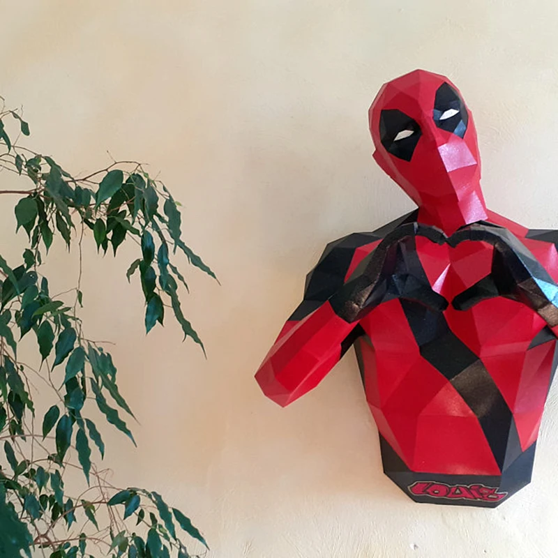 Deadpool Marvel Super Heroes 3D Paper Model Home Decor Hallway Party Wall Decorations Papercraft Sculpture DIY Handmade Toy Gift