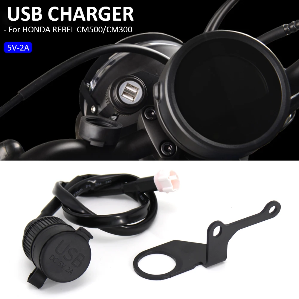 

Motorcycle For Honda CM 300 CM 500 Rebel CM300 CM500 Dual USB Charger Cigarette Lighter Adapter Phone Charger Double USB Port