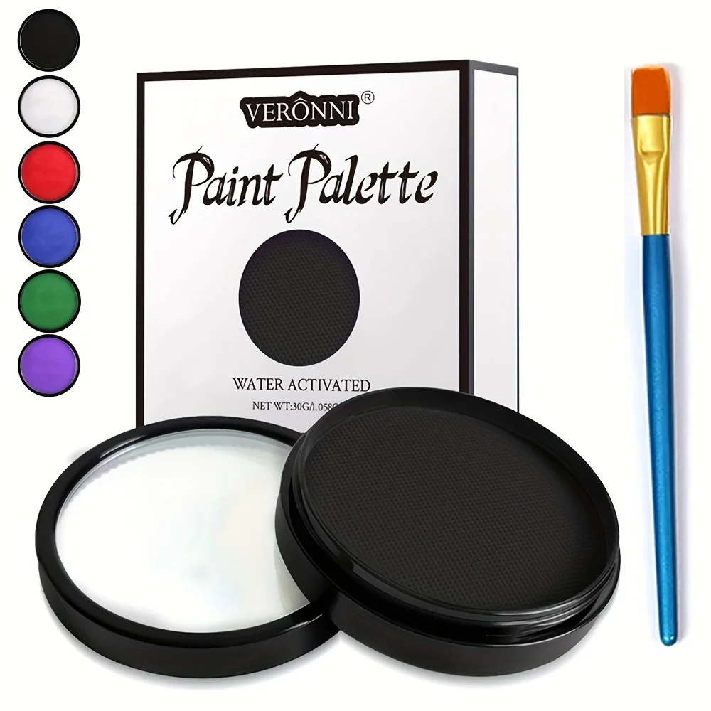 Water-activated Face and Body Coloring with 1 Brush,Water-soluble Single-color Face Coloring,Suitable for Cosplay,Halloween