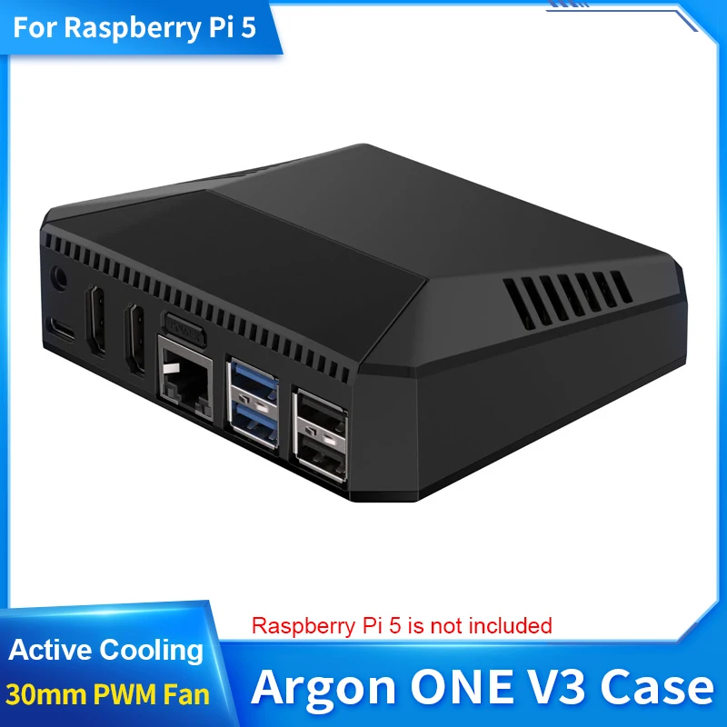 

Argon ONE V3 Case for Raspberry Pi 5 with 30mm Fan Full HDMI-compatible IR Power Button Receiver Aluminum Shell for RPi 5