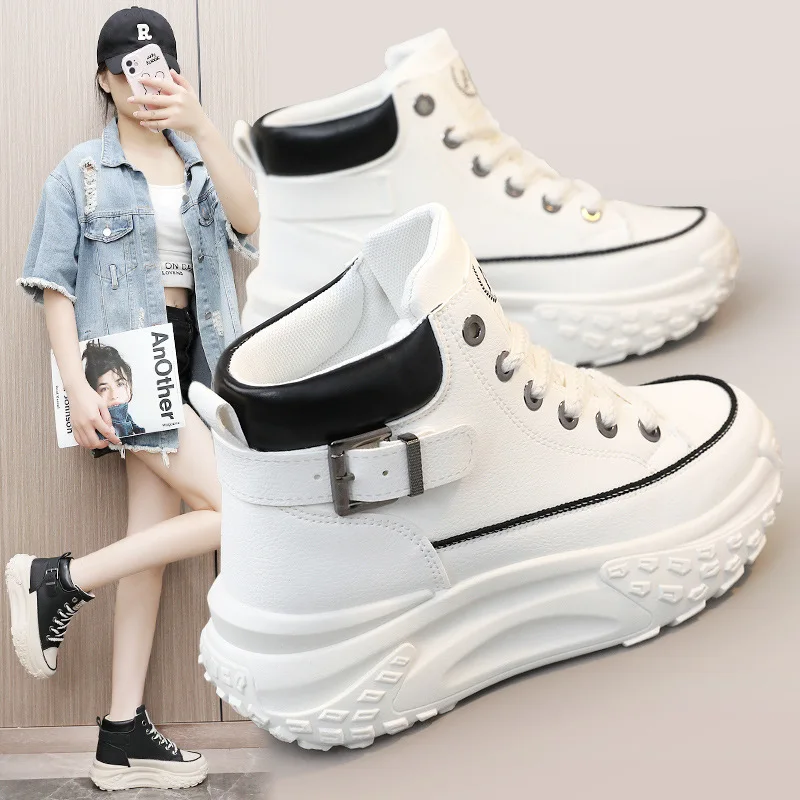 

New matching color women's shoes to help breathable increase thick sole sports casual shoes small wind shoes