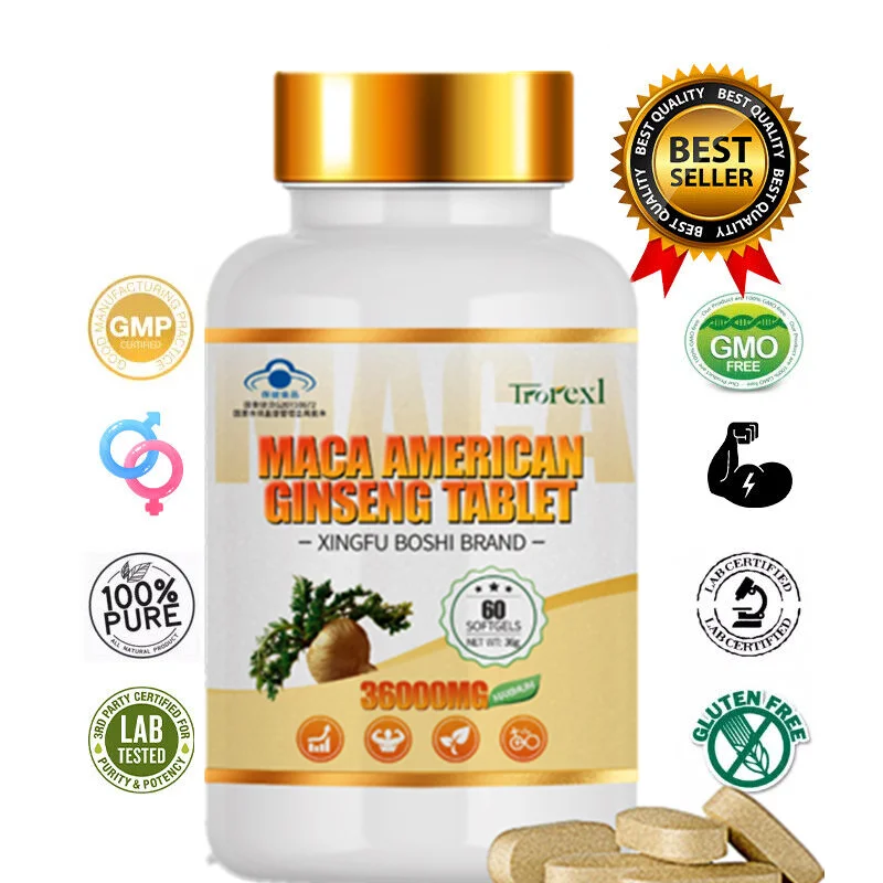 American Ginseng Capsule 60 Tablets Pure Non-GMo Supports Reproductive Health Natural Energizer