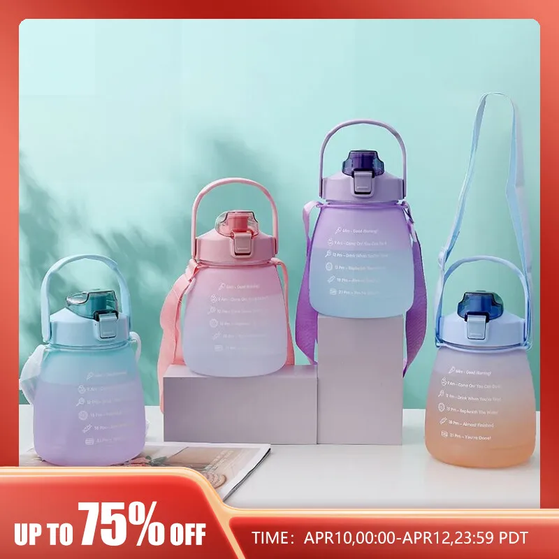 1pc 1.3L 프로스트 그라디언트 듀얼 컬러 물병 빅 벨리 컵 휴대용 음주 컵 야외 스포츠 피트니스 