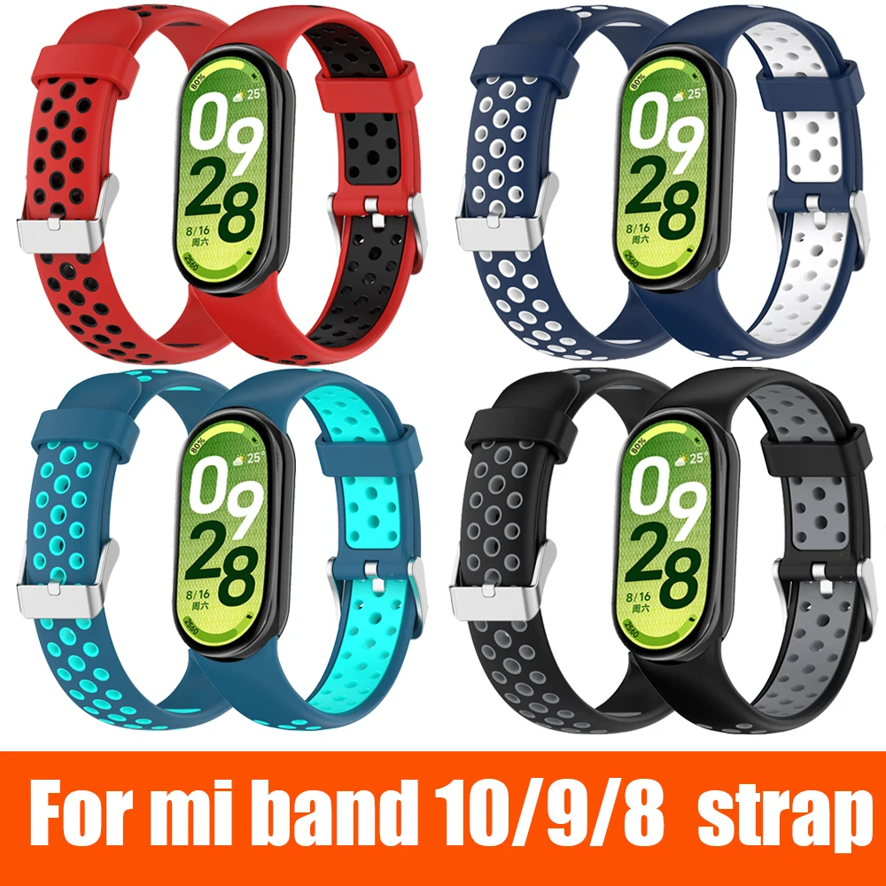 Sportarmband für Xiaomi Mi Band 10 9 8 Armband Zweifarbiges Silikonarmband für Miband 9 8 Armband Miband 10 Ersatzarmband