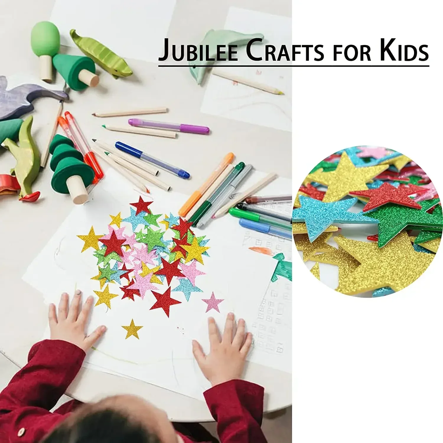 70Pcs Foam Stickers Glitter Star Stickers Glitter Stars Reward Sticker Kids Crafts Scrapbooking Wall Decor Laptop Skateboard
