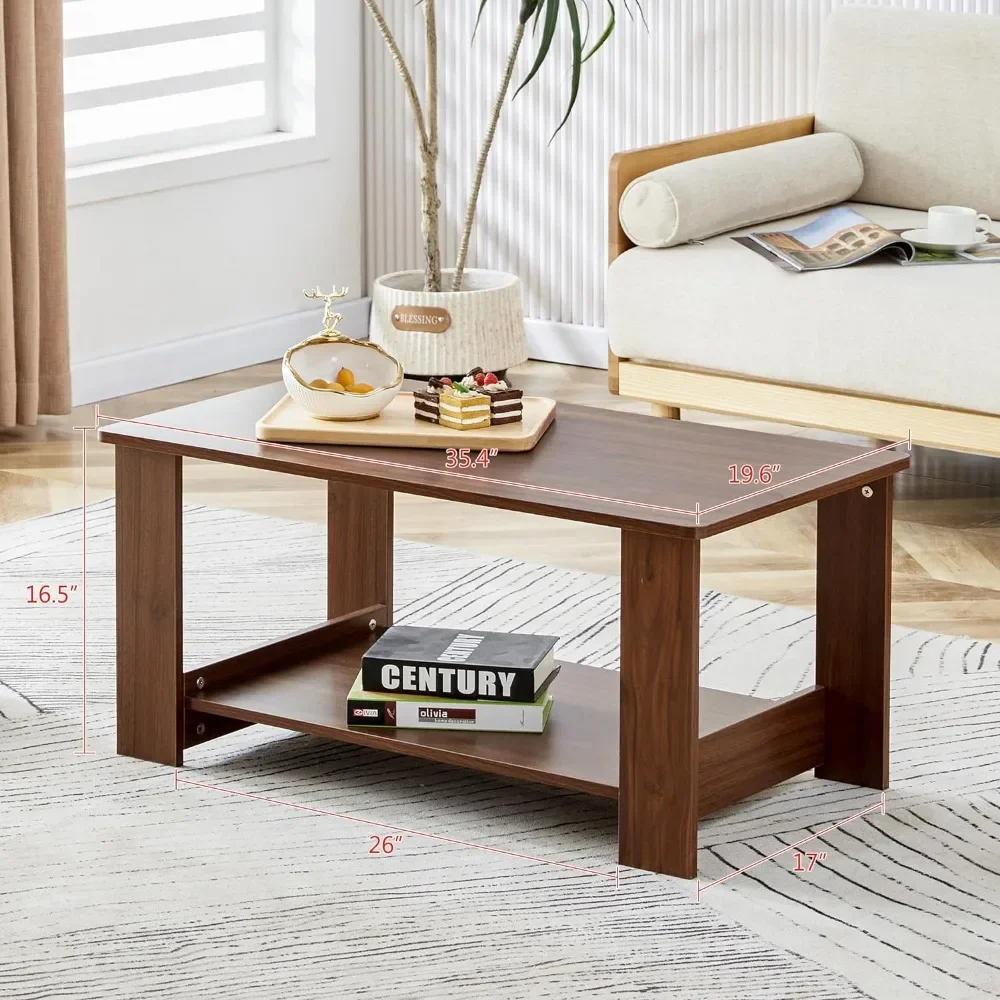 Coffee Tables for Living Room 2-Tier Sofa Side Table Modern Rectangular Coffee Table Living Room Furniture Center Café 2
