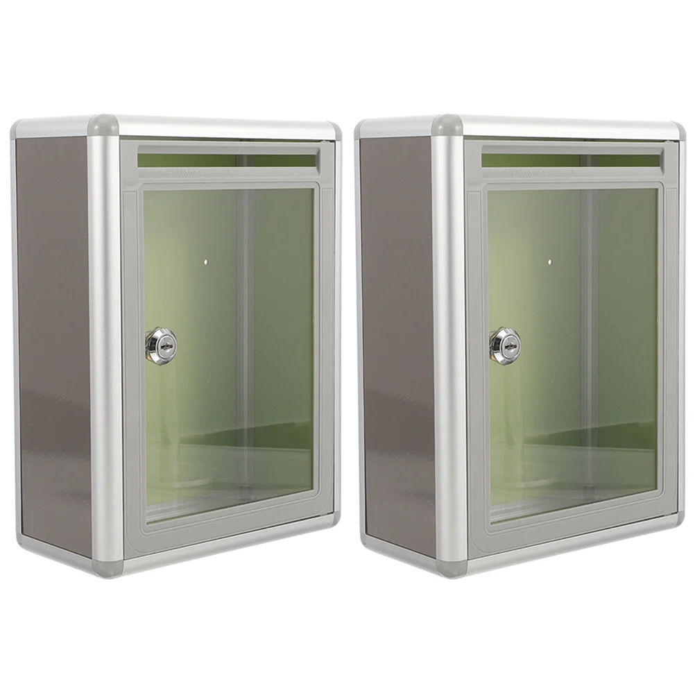 

2 Pcs Ballot Box Wall Mounted Transparent Mailbox Office Raffle Donations Boxs with Lock