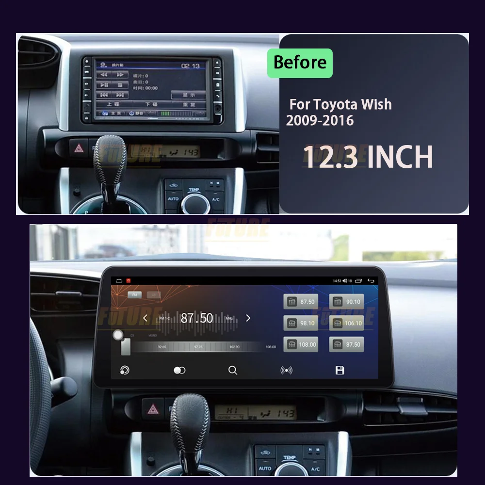 

For Toyota Wish 2009-2016 Car Radio Stereo Multimedia Player Bluetooth GPS Navigation Carplay Head Unit 2 Din 8G+128GB Android