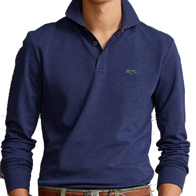 Polos brodés 100% coton pour hommes, chemises à manches longues, petit LOGO, vêtements décontractés, mode sportive, haute qualité 1