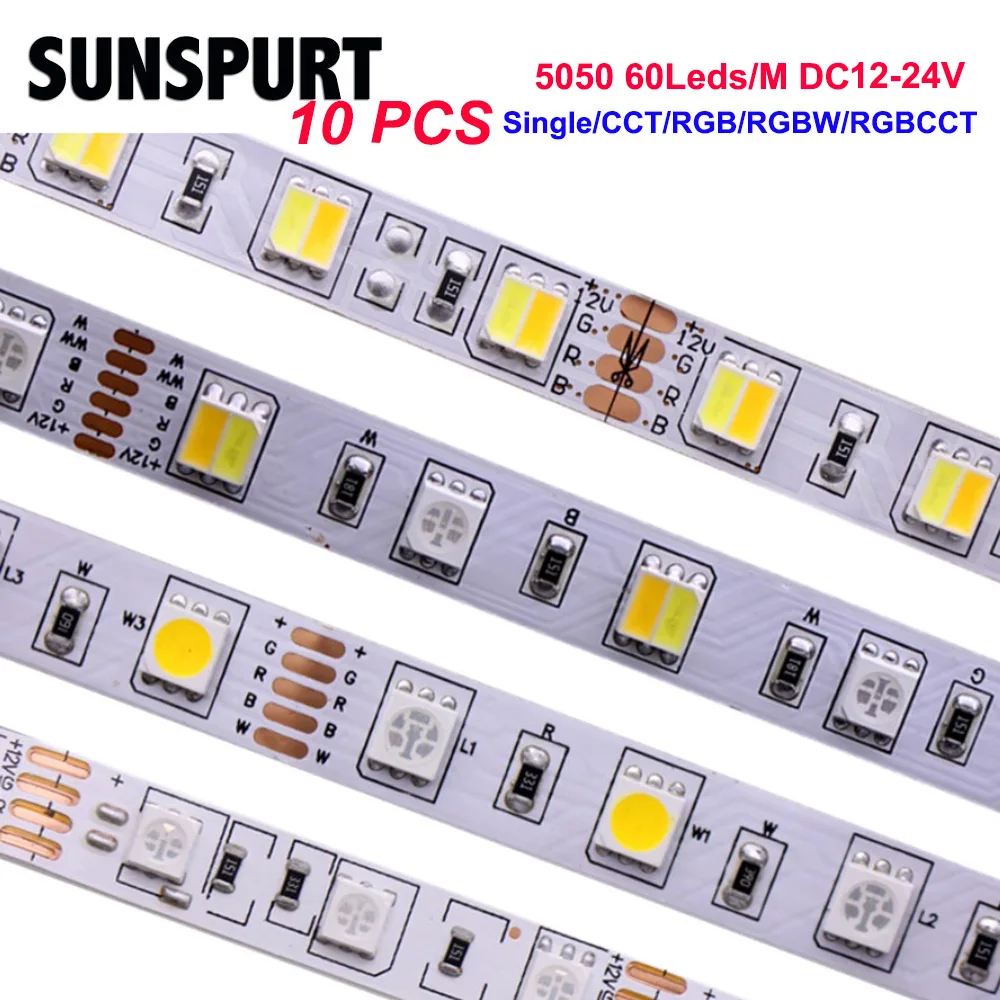 5MLEDStripLightsWaterproof12V5050WhiteLEDTape60LEDsMRGBW