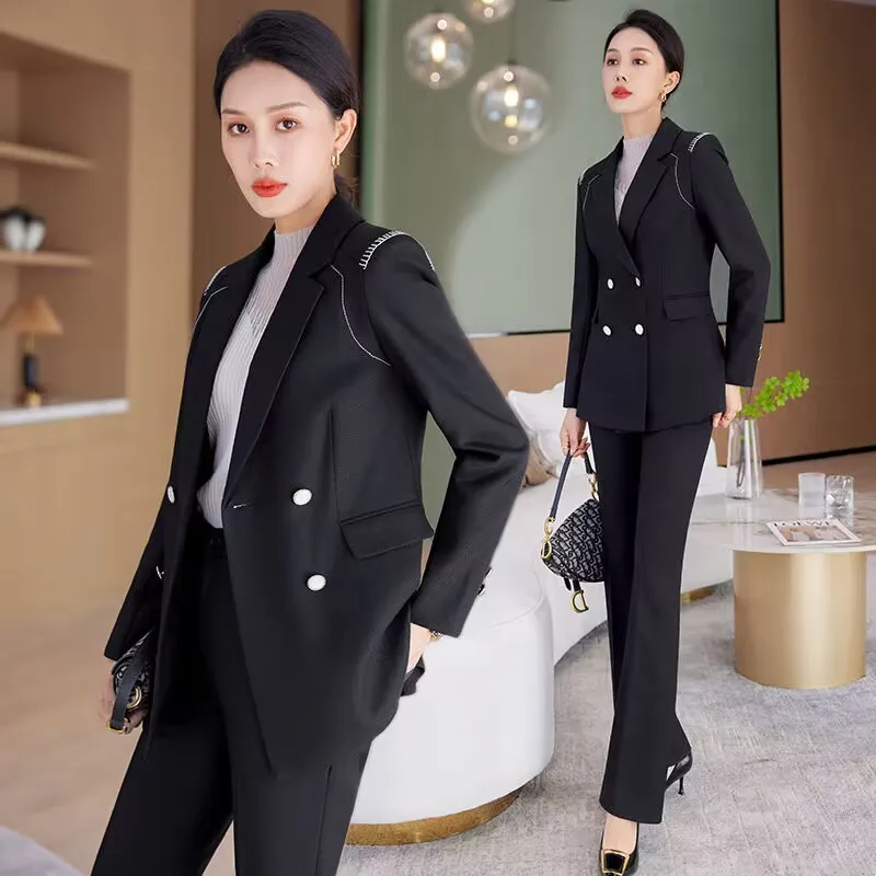 High Quality Fabric Formal Women Business Suits OL Styles Autumn Winter Pantsuits Professional Ladies Office Pants Suits Blazers