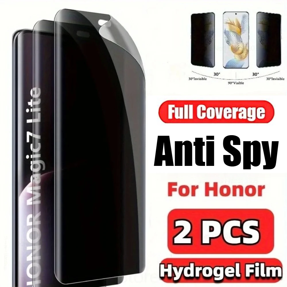 Película de hidrogel de privacidad para Honor Magic 7, 6, 5 Pro Lite X9c X9A, Protector de pantalla para Honor 400, 300, 200 Pro, 400 Lite, FuLL, 2 uds.