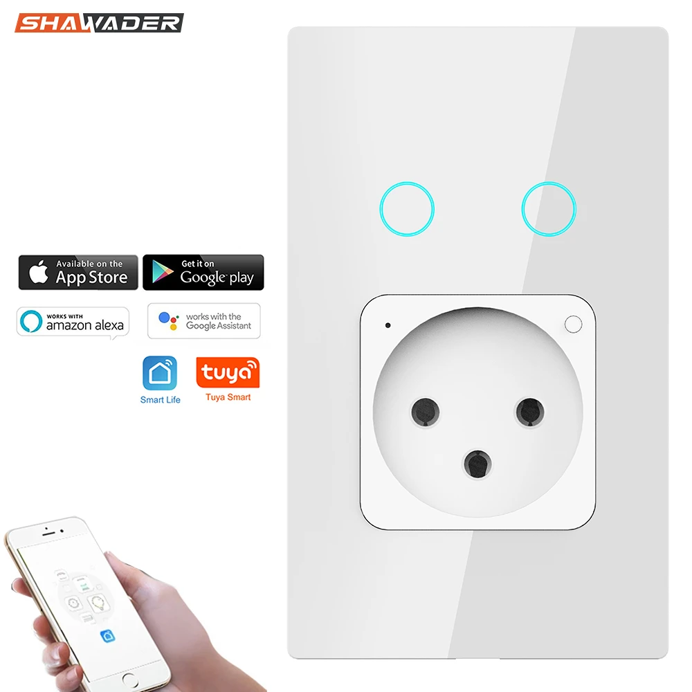 Shawader Wifi Smart Tuya Israel Light Switch Wall Socket Israeli Plug