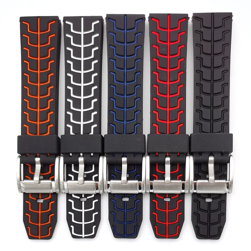 

Watch Accessories Band FOR TAG HEUER Wrist Watch Strap Two Color Silicone Strap Waterproof Racing Car Bracelet 20 22 24MM