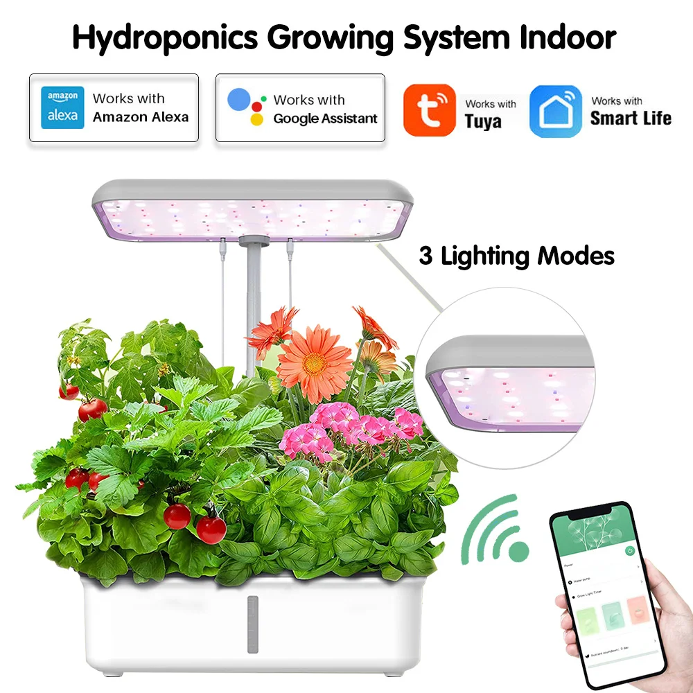 

High Quality WIFI-compatible Hydroponic Growing System Indoor Vegetable Flower Herb Grow with LED Grow Light Germinate Planter