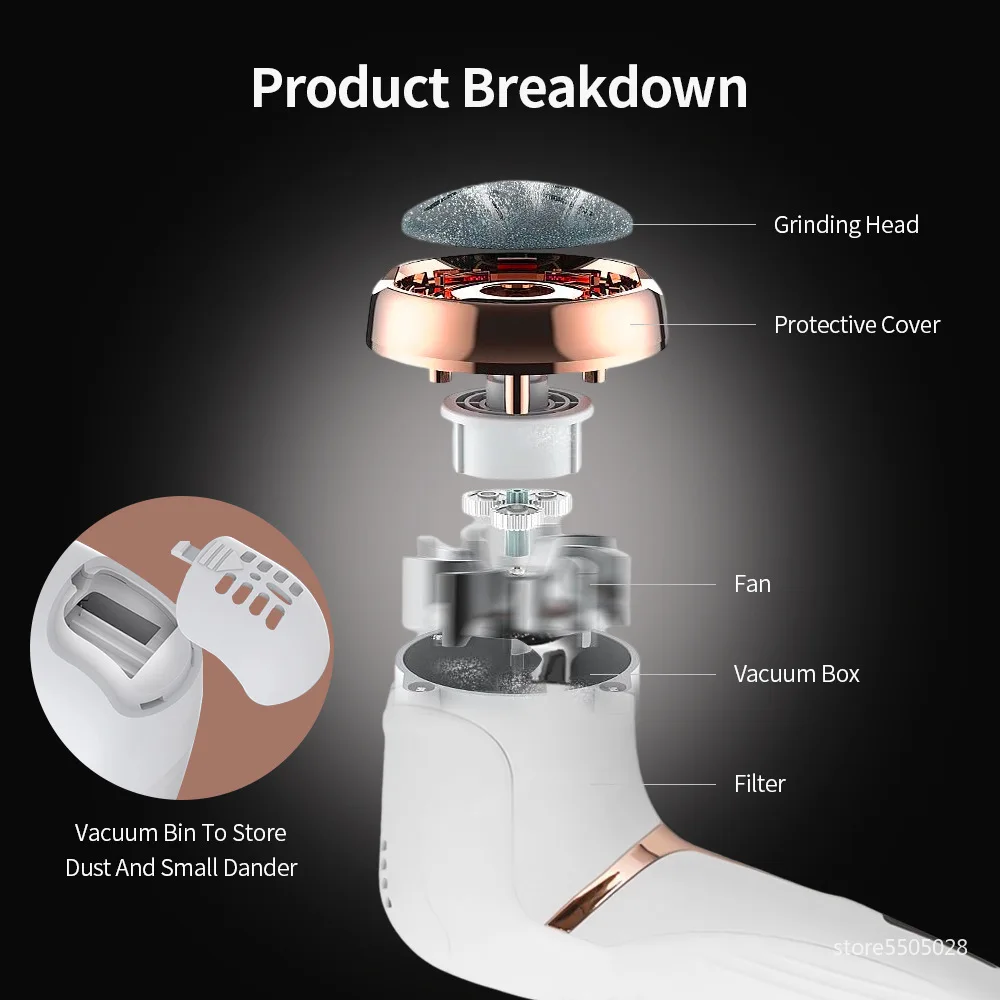 Electric Foot Polisher Callus Remover Rechargeable Foot File Heel Cracked Dead Skin Scrubber Grinder Pedicure Machine 10 Tools