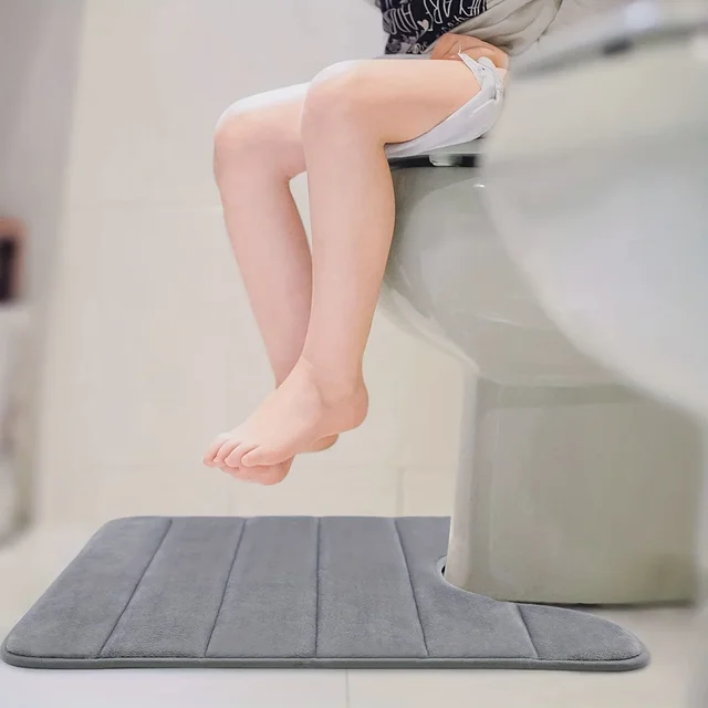 Tapis de toilette en forme de U, tapis de salle de bain, en mousse à mémoire de forme, antidérapant, super absorbant 2