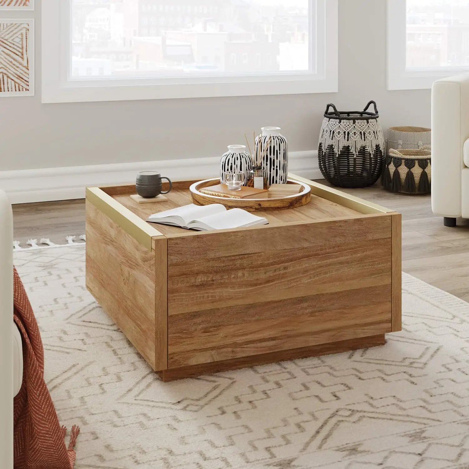 NEW Manhattan Gate Coffee Table, L: 31.02" x W: 30.95" x H: 16.06", Sindoori Mango Finish USA 3