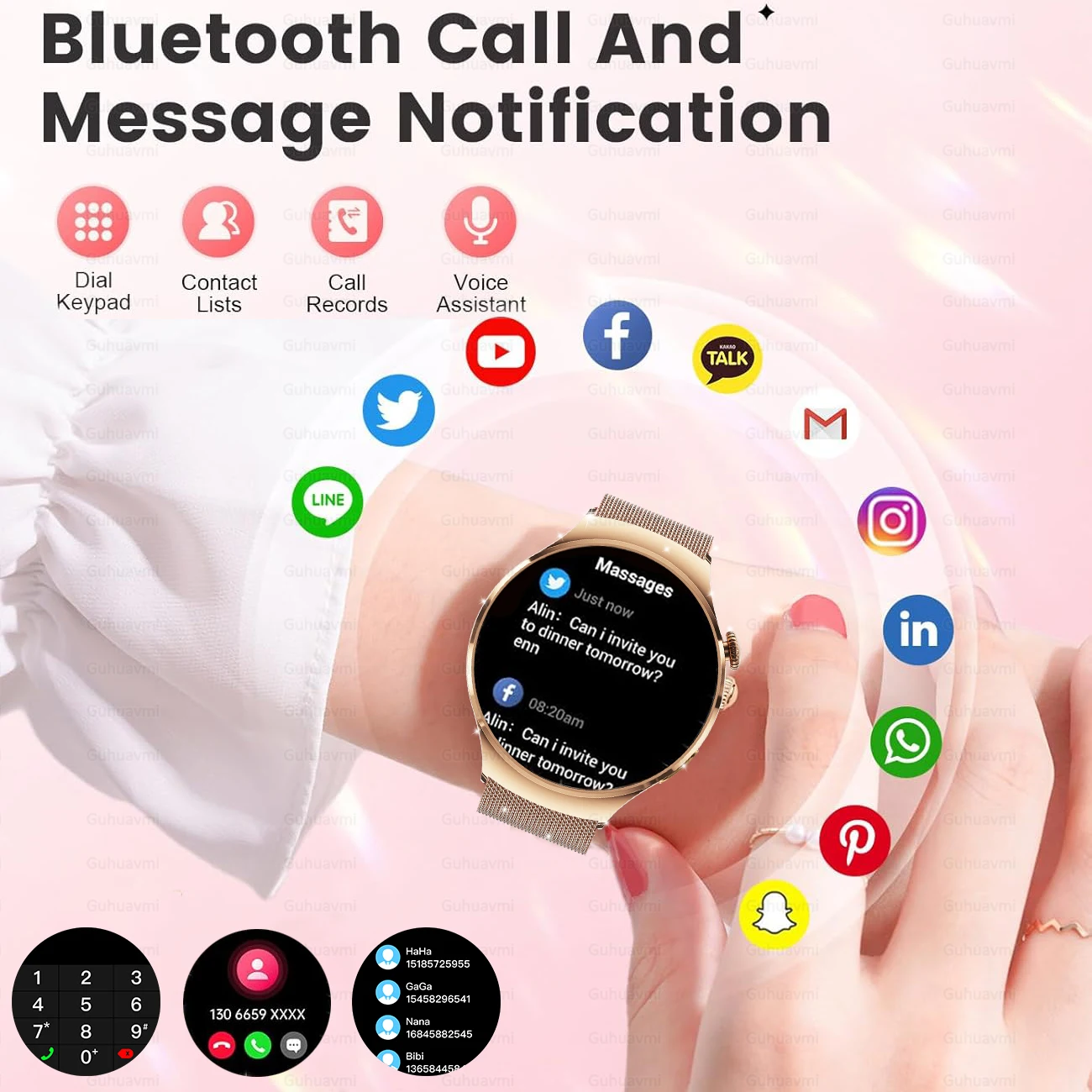 Smart Watch for Women AMOLED NFC Waterproof GPS Sport Trajectory