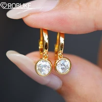 18K Gold Plated 0.5ct Moissanite Drop Earrings for Women Sparkling Lab Diamond Certified 925 Sterling Silver Daily Wear Earrings