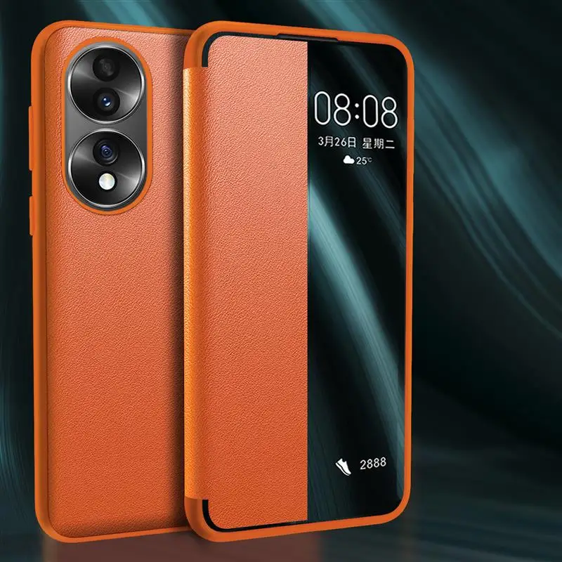 Чехол-книжка из искусственной кожи с окошком для Huawei Honor 70 Pro ...